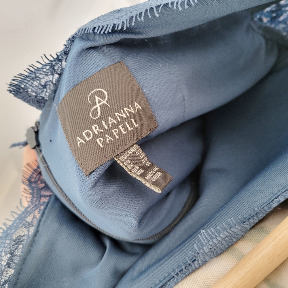 Adrianna Papell Lace Blue Square Neck Mini Dress - image 6